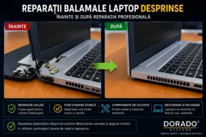 Reparatii Balamale Laptop Desprinse Studiu De Caz Inainte Si Dupa Reconstruire Prinderi Pe Capac Display Restabilire Functionalitate Mecanica Reglarea Lubrifierea Balamalelor Laptopului