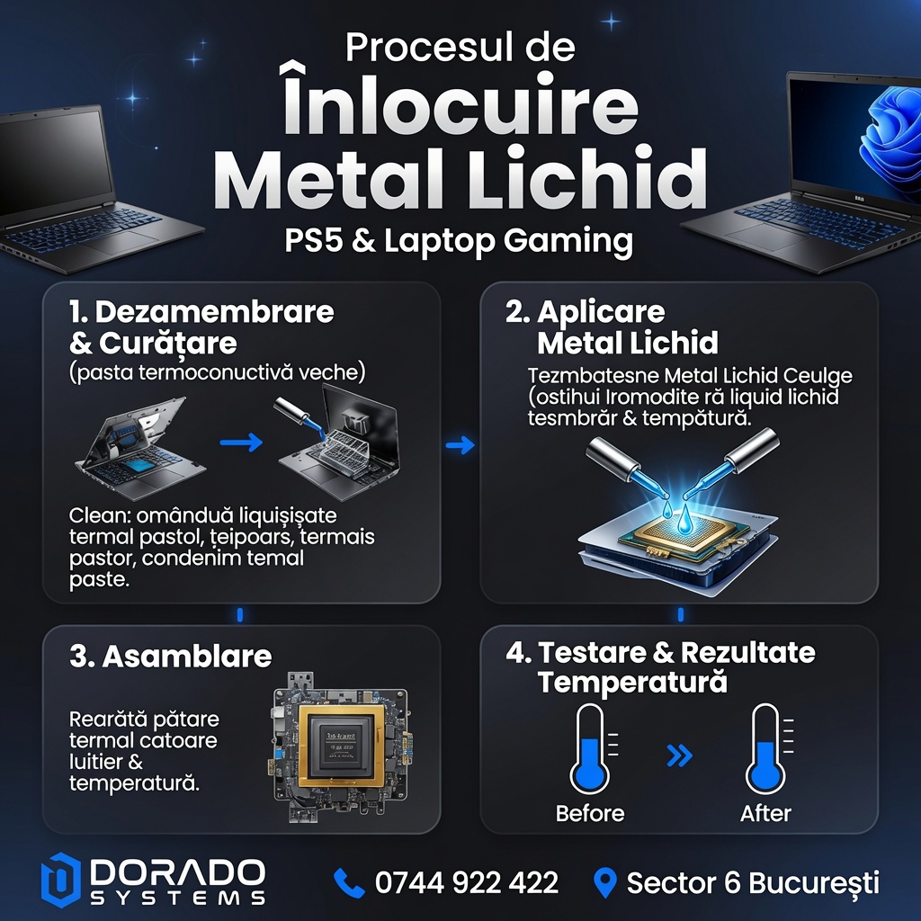 Inlocuire Metal Lichid Ps5 Laptop Gaming Bucuresti Procedeul De Inlocuire Este Complex Si Necesita A Fi Facut De Un Tehnician It Cu Experienta In Service Specializat Dorado Systems Sector 6