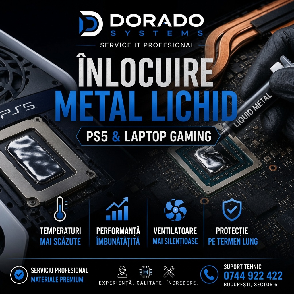 Inlocuire Metal Lichid Ps5 Laptop Gaming Bucuresti Serviciul Profesional Este Complex Si Necesita A Fi Facut De Un Tehnician It Cu Experienta In Service Specializat Dorado Systems Sector 6
