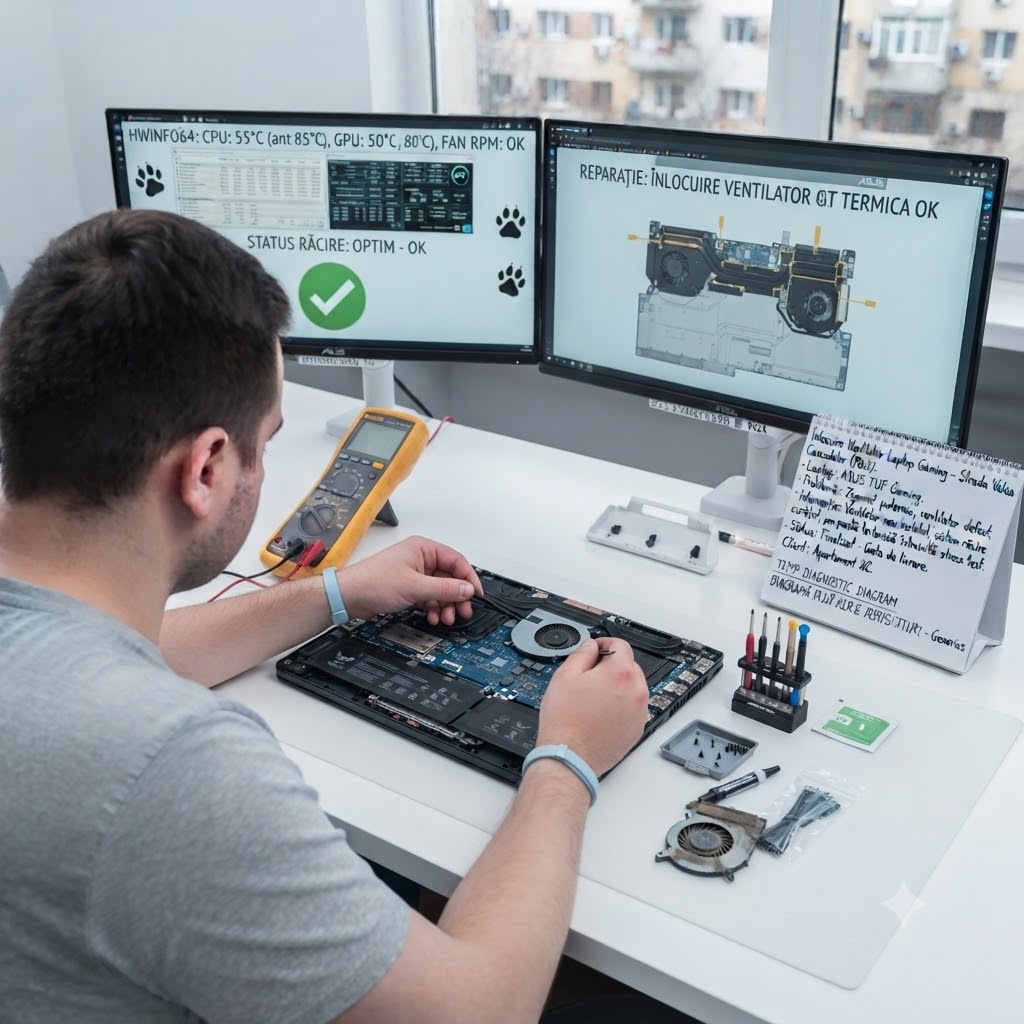 Inlocuire Ventilator Laptop Gaming Pentru Un Client De Pe Strada Valea Cascadelor Zona Pacii
