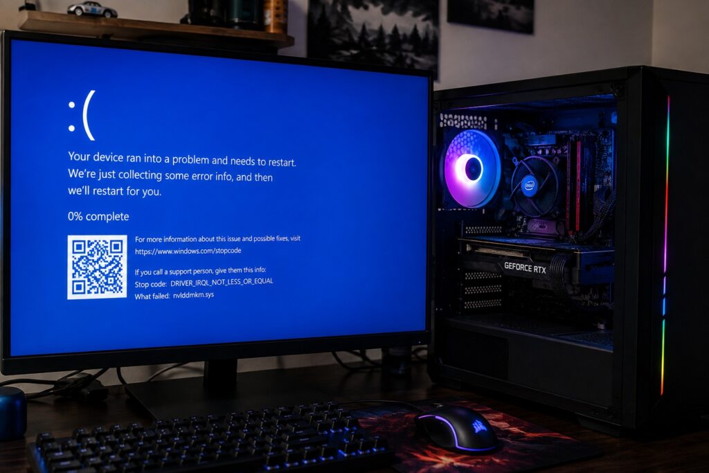 Un Calculator Pc De Gaming Din Bucuresti A Venit La Service Pc Sector 6 Dorado Systems Cu Eroarea Driver Irql Not Less Or Equal