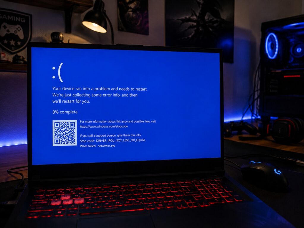 Un Laptop De Gaming Din Bucuresti A Venit La Service Laptop Sector 6 Dorado Systems Cu Eroarea Driver Irql Not Less Or Equal Si Netwtwxx Sys