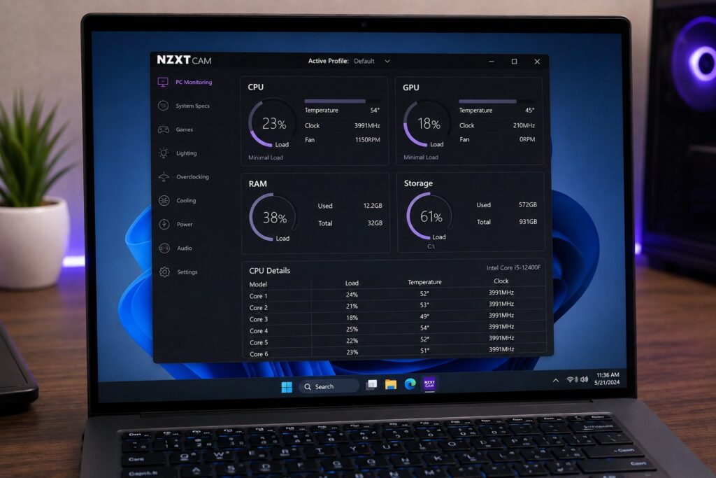 Cum Verifici Temperatura Cpu In Windows 11 Folosind Nzxt Cam Ca Soft De Monitorizare